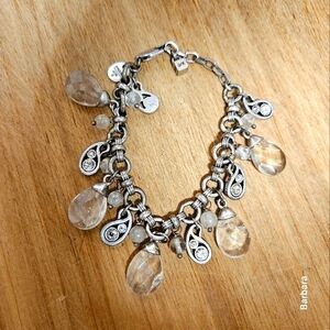 Vintage Dyrberg-Kern Silver Rock Crystal & Rhinestone Bobble Charm Bracelet